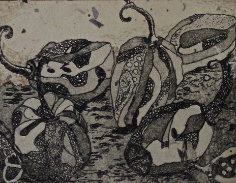 Night Chiles - Etching Monoprint w/ Chine-collé