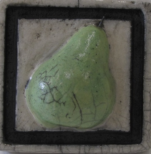 Pair of Pears - Porcelain Clay Tile (Green #1)