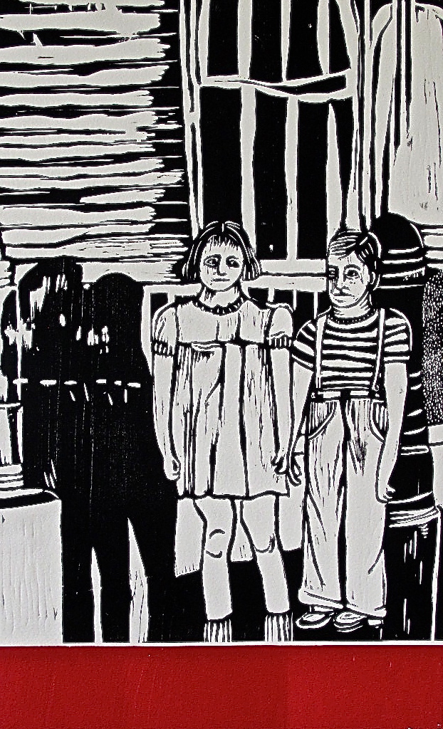 Apprehensive Siblings - Woodcut Edition Series